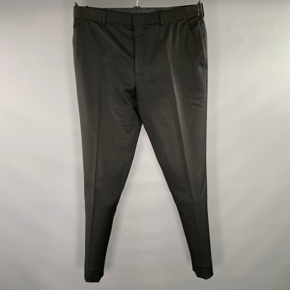 ALEXANDER MCQUEEN Size 36 Black Mixed Fabrics Wool Slim Fit Dress Pants